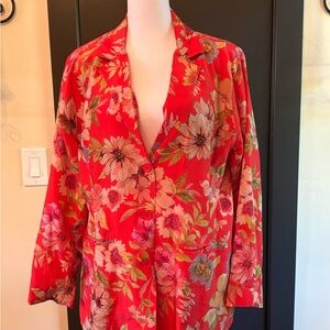 Johnny Was Coral Floral Blazer Like New